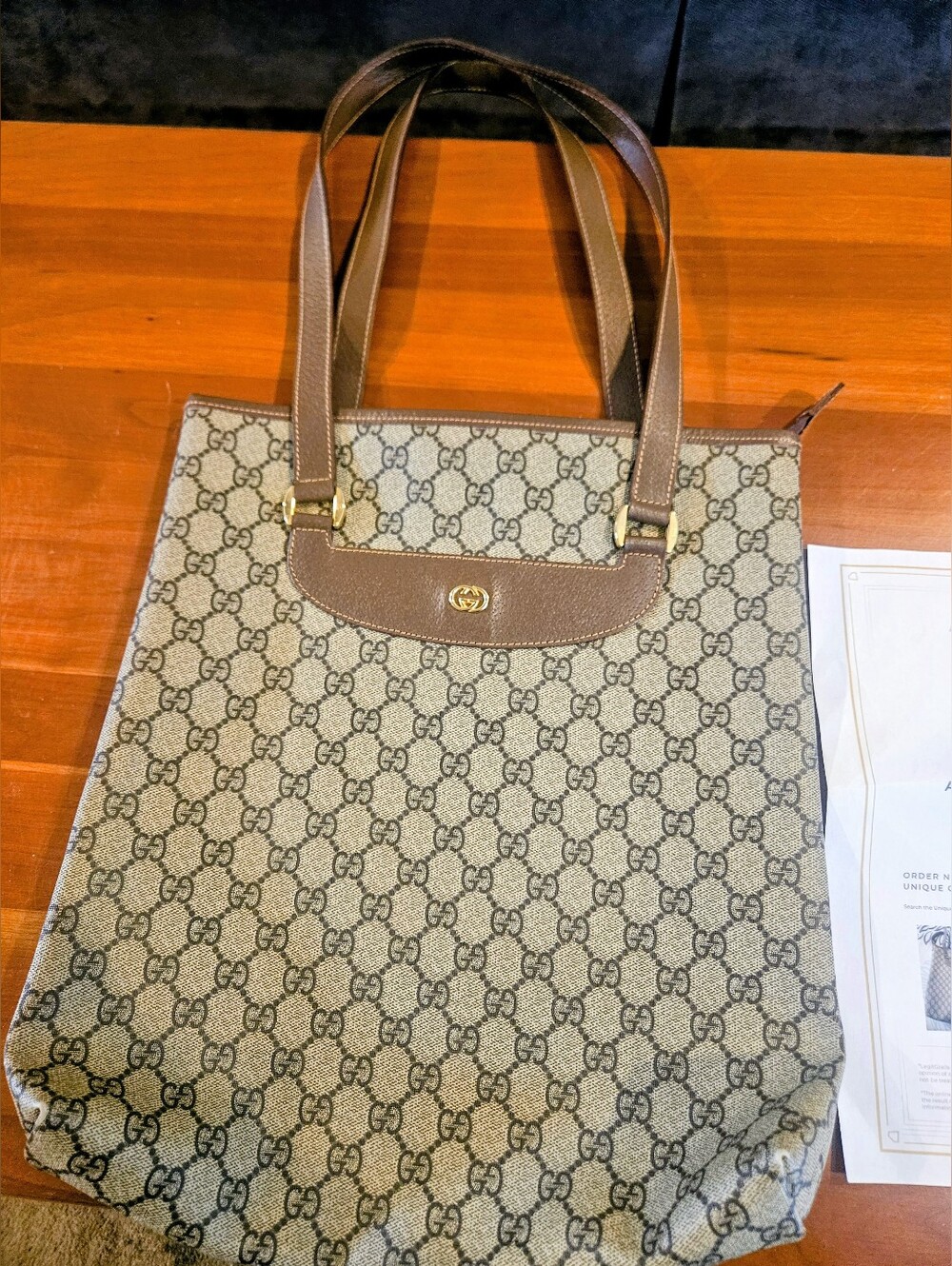 Women's Gucci Brown and Beige GG Supreme Canvas Tote